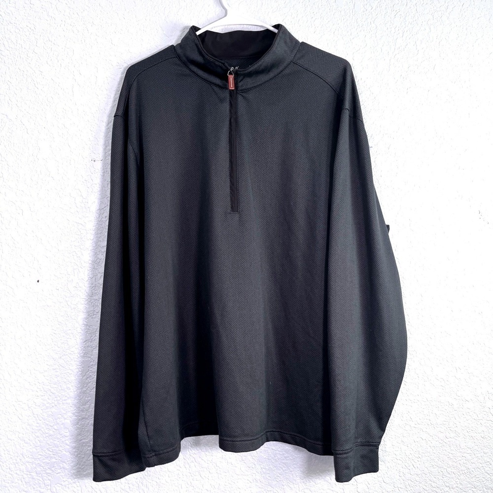 Walter Hagen Pullover Men XL Black 11‎ Majors Quarter Zip Herringbone Athletic